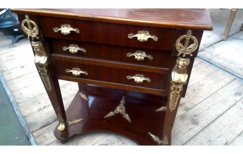 CHIFFONNIER EMPIRE RONCE D'ACAJOU 3 TIROIRS