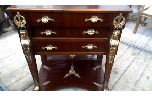 CHIFFONNIER EMPIRE RONCE D'ACAJOU 3 TIROIRS