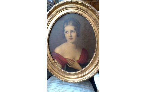 REPRODUCCIÓN OVALADO MUJER, , MARCO DORADO