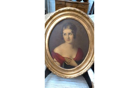 REPRODUCCIÓN OVALADO MUJER, , MARCO DORADO