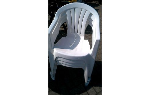 CHAISE DE JARDIN PVC BLANCHE LOT DE 4