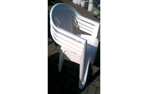 CHAISE DE JARDIN PVC BLANCHE LOT DE 4