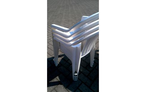 CHAISE DE JARDIN PVC BLANCHE LOT DE 4