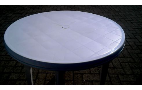 TABLE DE JARDIN ROND BLANCHE PVC