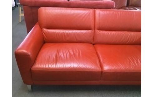 CANAPE 2P CUIR ROUGE