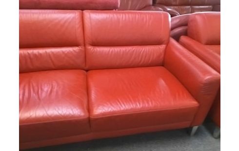 CANAPE 2P CUIR ROUGE