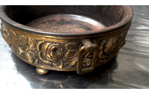 BLOEMBAK ROND ART DECO KOPER