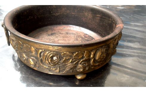 BLOEMBAK ROND ART DECO KOPER