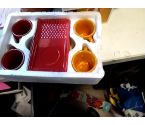 SERVICE A CAFE 4TASSES ROUGE ET JAUNE