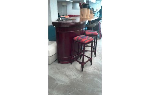 BAR ROTIN + 2  TABOURETS