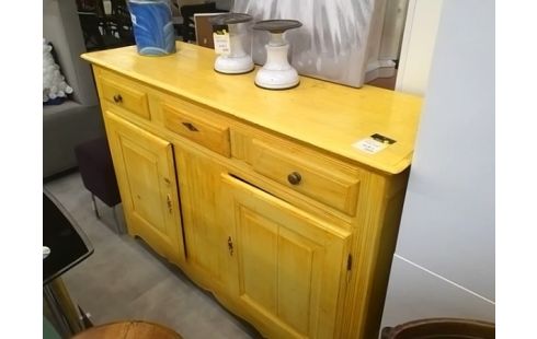 BUFFET PEINT EN JAUNE 2 PORTES/3 TIROIRS