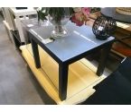 TABLE BASSE CARRE VERRE GRIS/NOIR