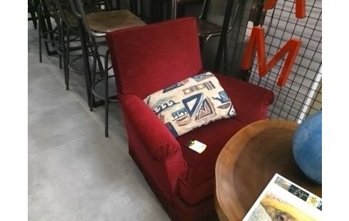 FAUTEUIL VELOURS ROUGE - ANCIEN