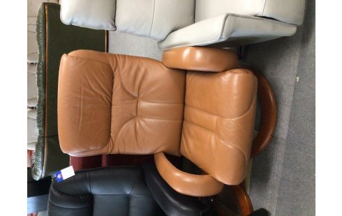 FAUTEUIL COSYFORM DOSSIER REGLABLE CUIR COGNAC