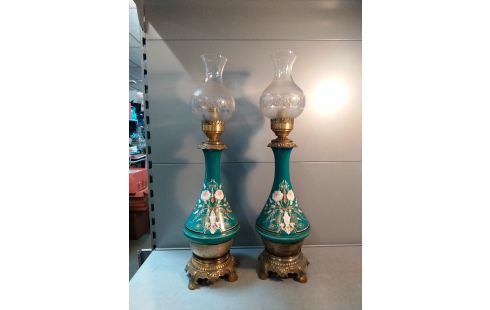 LAMPE PORCELAINE ET BRONZE LA PAIRE