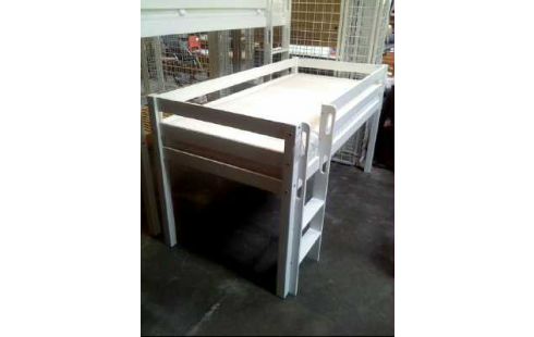 HOCHBETT 112CM HOLZ WEISS LEITER +MATRATZE