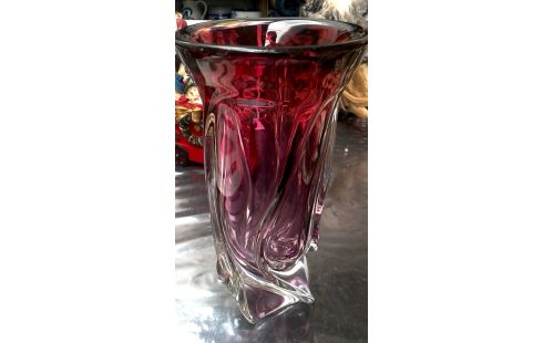 JARRÓN PASTA DE VIDRIO ROJO