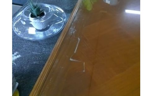 TABLE STYLE LOUIS XV AVEC PLATEAU VERRE ET ALLONGES INTERIEURES