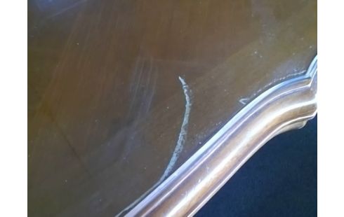 TABLE STYLE LOUIS XV AVEC PLATEAU VERRE ET ALLONGES INTERIEURES