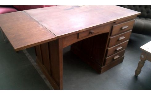 BUREAU ANCIEN A ABATTANTS 5 TIROIRS