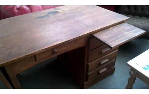 BUREAU ANCIEN A ABATTANTS 5 TIROIRS