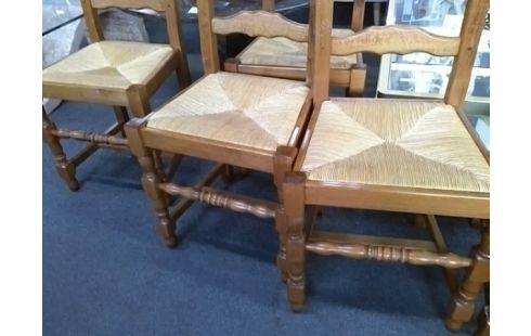 LOT DE 4 CHAISES PAILLEES