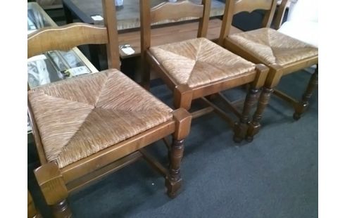 LOT DE 3 CHAISES PAILLEES