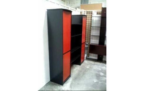 SCHRANKREGAL HOLZ 4EB. 3-T 5-SCH SCHW./ORANG.