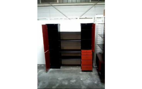 SCHRANKREGAL HOLZ 4EB. 3-T 5-SCH SCHW./ORANG.