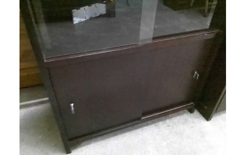 MEUBLE TECK ETAGERE AVEC VITRES