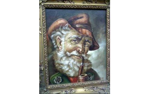 ÖLGEMÄLDE <BAUTZ> MANN MIT BART RUST. STIL