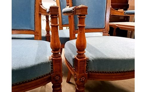 FAUTEUIL  LAAG X4 LOUIS XVI BLAUW