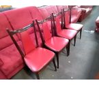 4 CHAISES BOIS ET SIMILI CUIR ROUGE