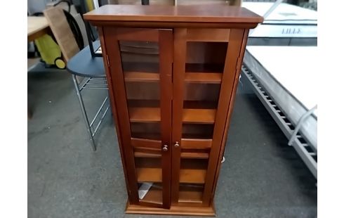 MEUBLE D'APPOINT BOIS RUSTIQUE 2 PORTES VITREES