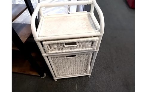 MEUBLE D'APPOINT ROTIN BLANC