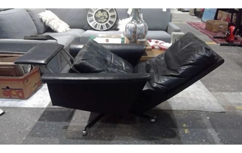 FAUTEUIL RELAX VINTAGE EN CUIR NOIR