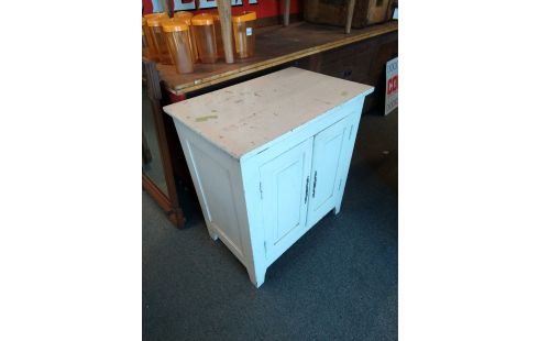 MEUBLE 2 PORTES PATINE BLANCHE