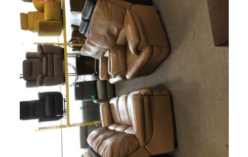 SALON 3 + 1 + 1 CUIR BRUN