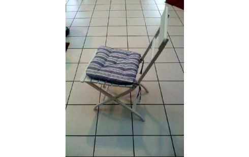 GARTENSTUHL HOLZ WEIß KLAPPBAR U. KISSEN