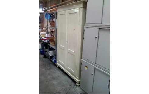 SCHRANK HOLZ WEIß 2-TÜREN 1 KLEIDERST.