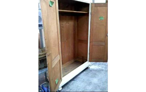 SCHRANK HOLZ WEIß 2-TÜREN 1 KLEIDERST.