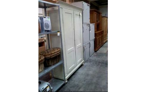 SCHRANK HOLZ WEIß 2-TÜREN 1 KLEIDERST.