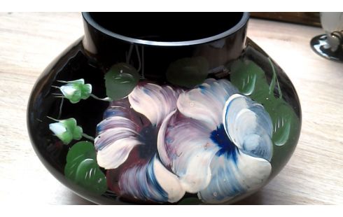 VASE NOIR GLACE FLEUR