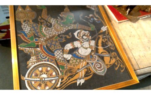 PINTURA SOBRE SEDA ORIENTAL HOMBRE SOBRE, , CABALLO