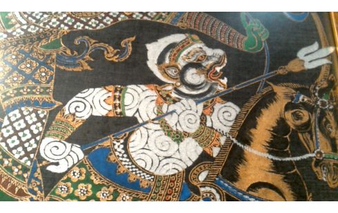 PINTURA SOBRE SEDA ORIENTAL HOMBRE SOBRE, , CABALLO