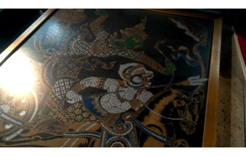 PINTURA SOBRE SEDA ORIENTAL HOMBRE SOBRE, , CABALLO