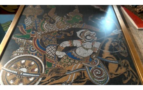 PINTURA SOBRE SEDA ORIENTAL HOMBRE SOBRE, , CABALLO