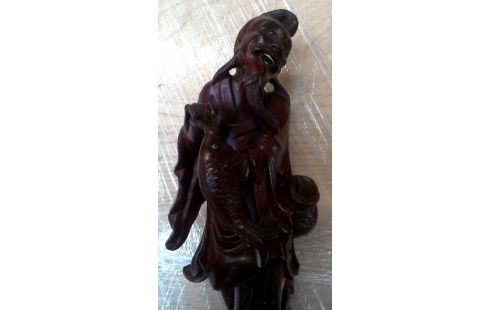 ESTATUA, , MADERA CHINO HOMBRE MET, , PEZ