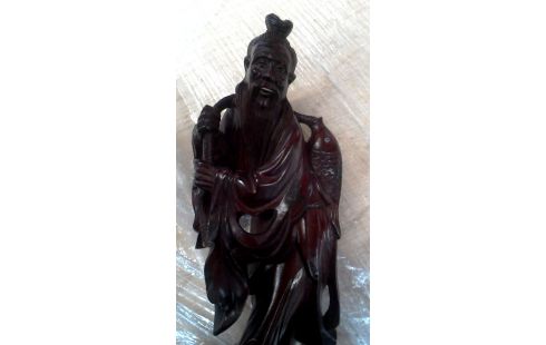 ESTATUA, , MADERA PEQUEÑO HOMBRE MET, , PEZ