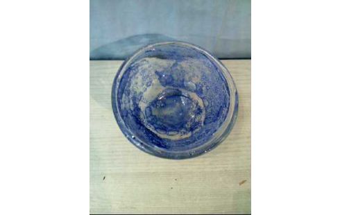 SCHALE GLAS BLAU HANDGEFERTIGT SIGN.